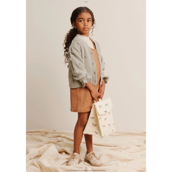 NWT Rylee Cru flounce cardigan mint blue fog sweater 6-7y 8-9